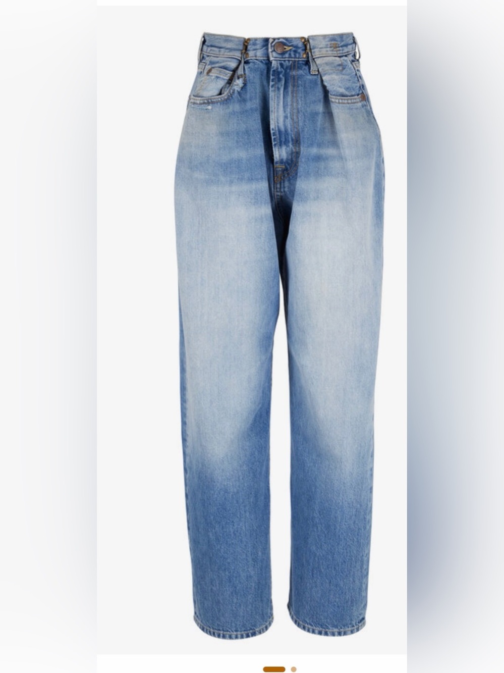 R13 Fold over Irvine Blue wide leg jeans.